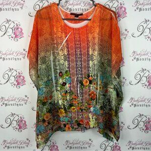 Mushka by sienna rose flowers geometric Orange Floral Women's Top